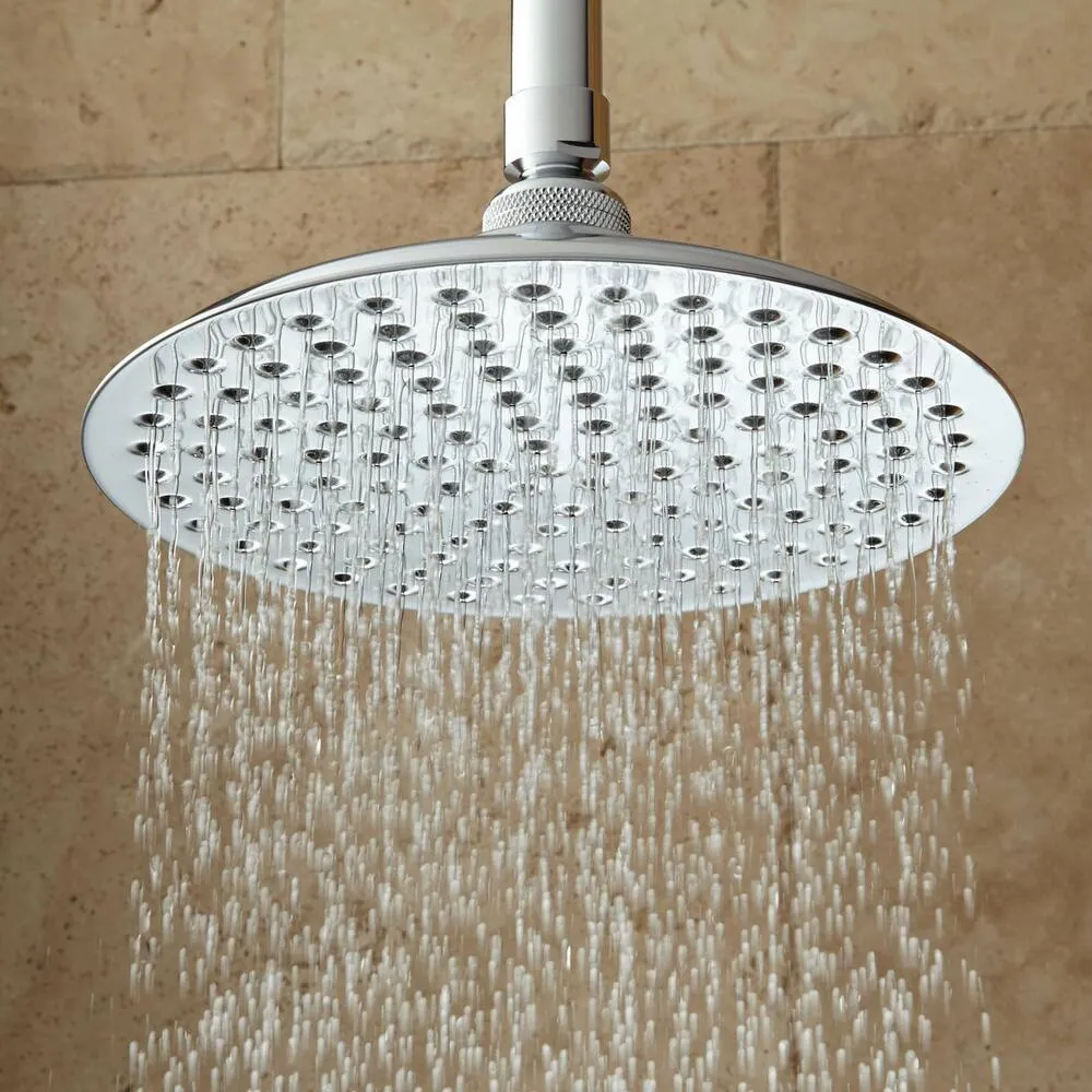 12" Hyde Park Round Rainfall Brass Showerhead with Punched Nozzles - Chrome Polished