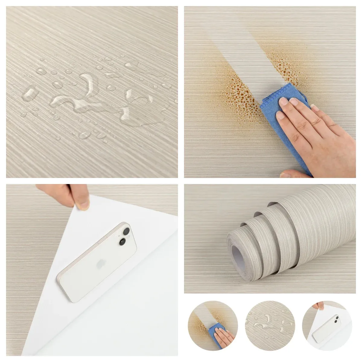 Abyssaly 121286457-LSQ 17.7"x275.5" Textured Peel & Stick Wallpaper, Beige