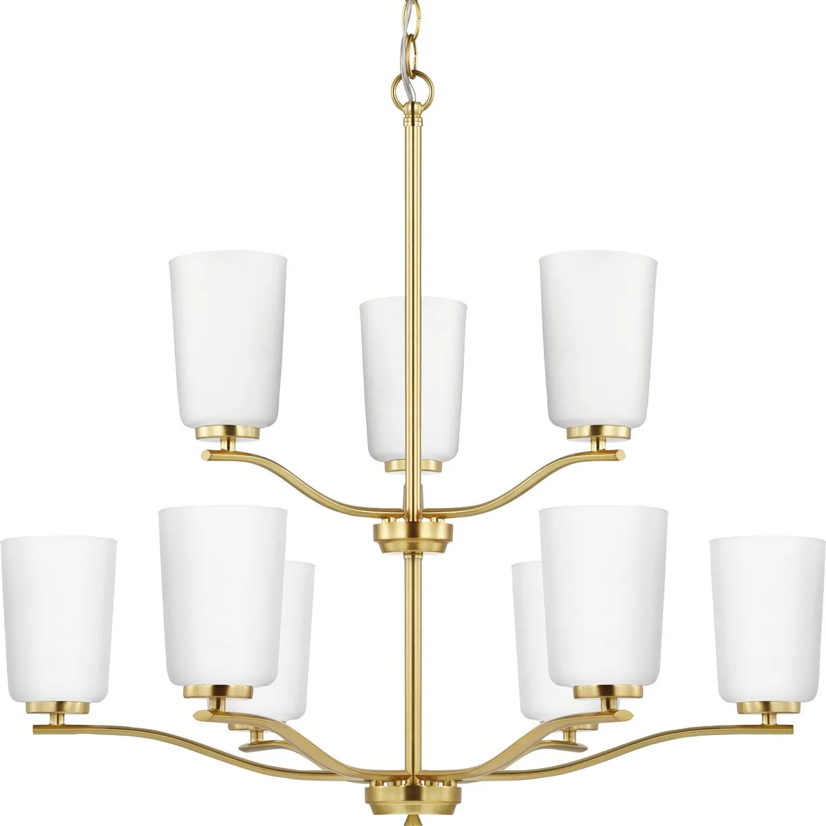 Adley Collection Nine-Light Etched White Glass Chandelier