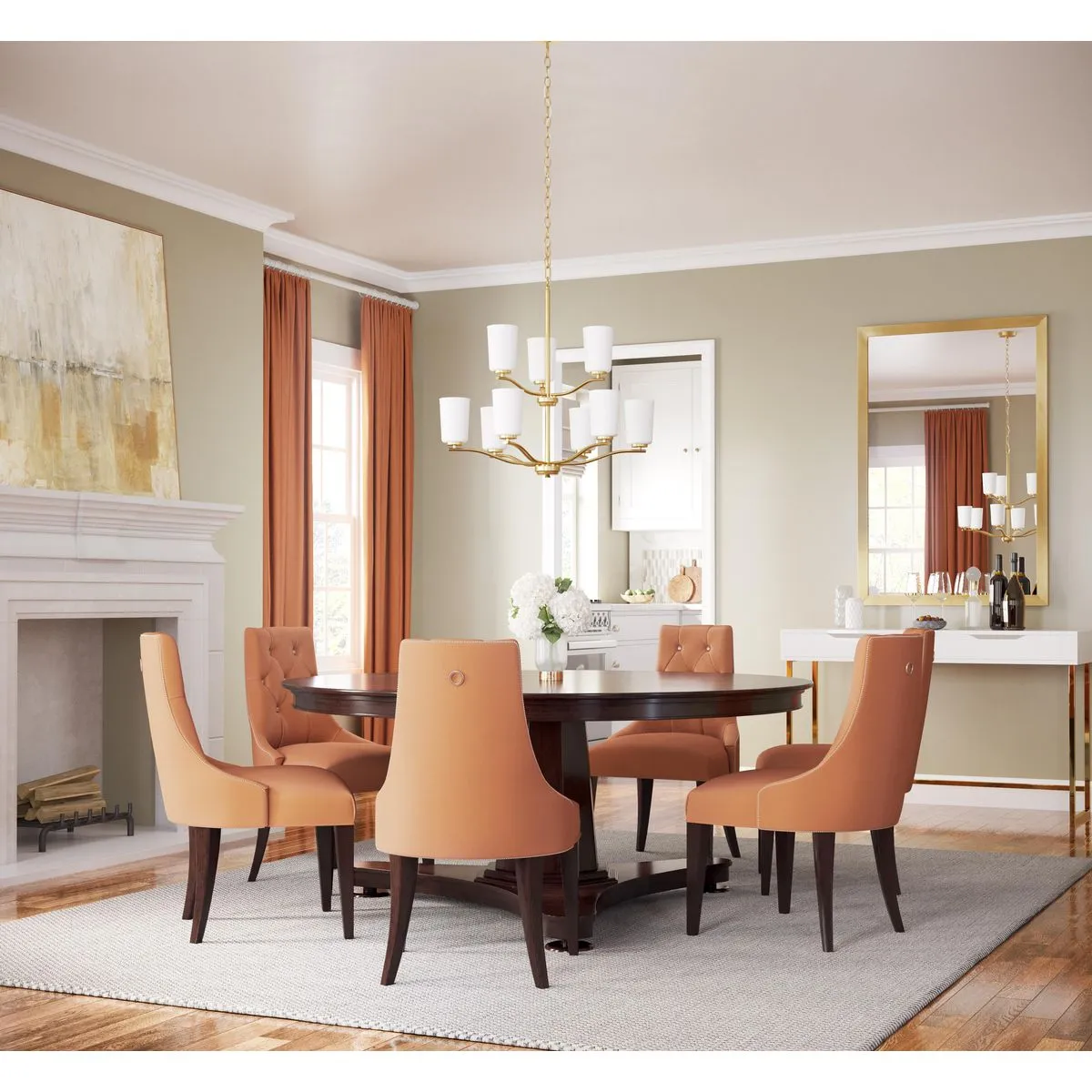 Adley Collection Nine-Light Etched White Glass Chandelier