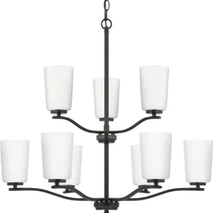 Adley Collection Nine-Light Etched White Glass Chandelier