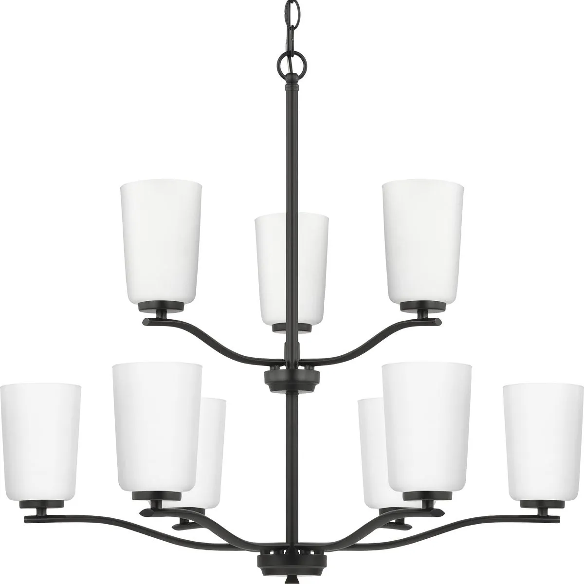 Adley Collection Nine-Light Etched White Glass Chandelier