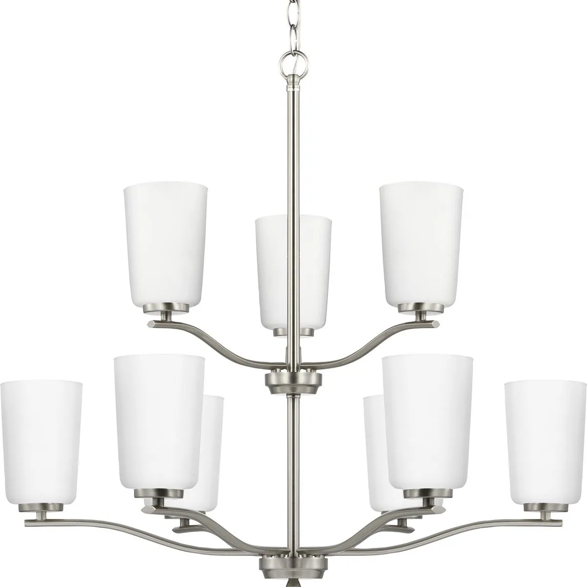 Adley Collection Nine-Light Etched White Glass Chandelier