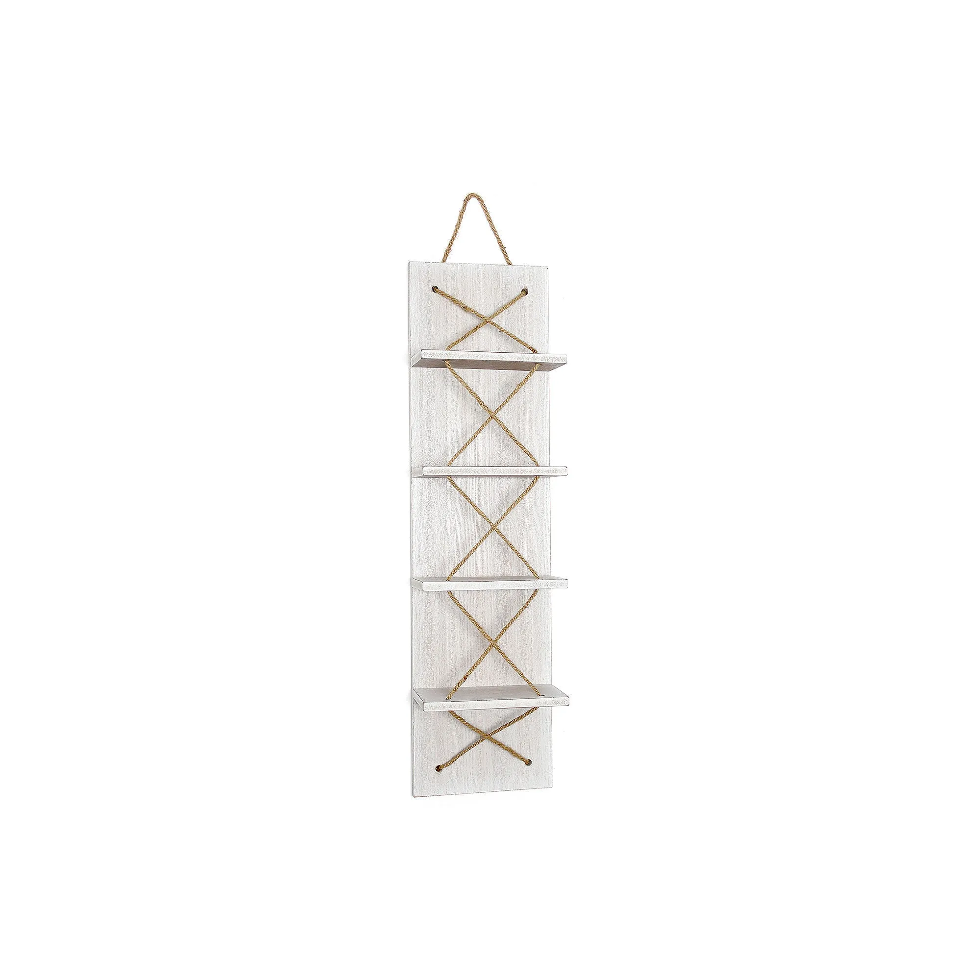 All The Rages Elegant Designs Positano Nautical Rope 4 Bottle Wine Rack HG1019-WWH - WHITE WASH ONE SIZE