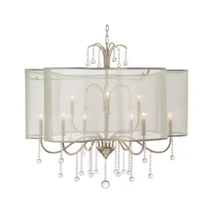 Antique Parisian Silver Nine-Light Chandelier - Silver - Iron