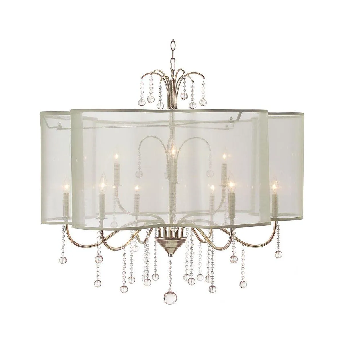 Antique Parisian Silver Nine-Light Chandelier - Silver - Iron