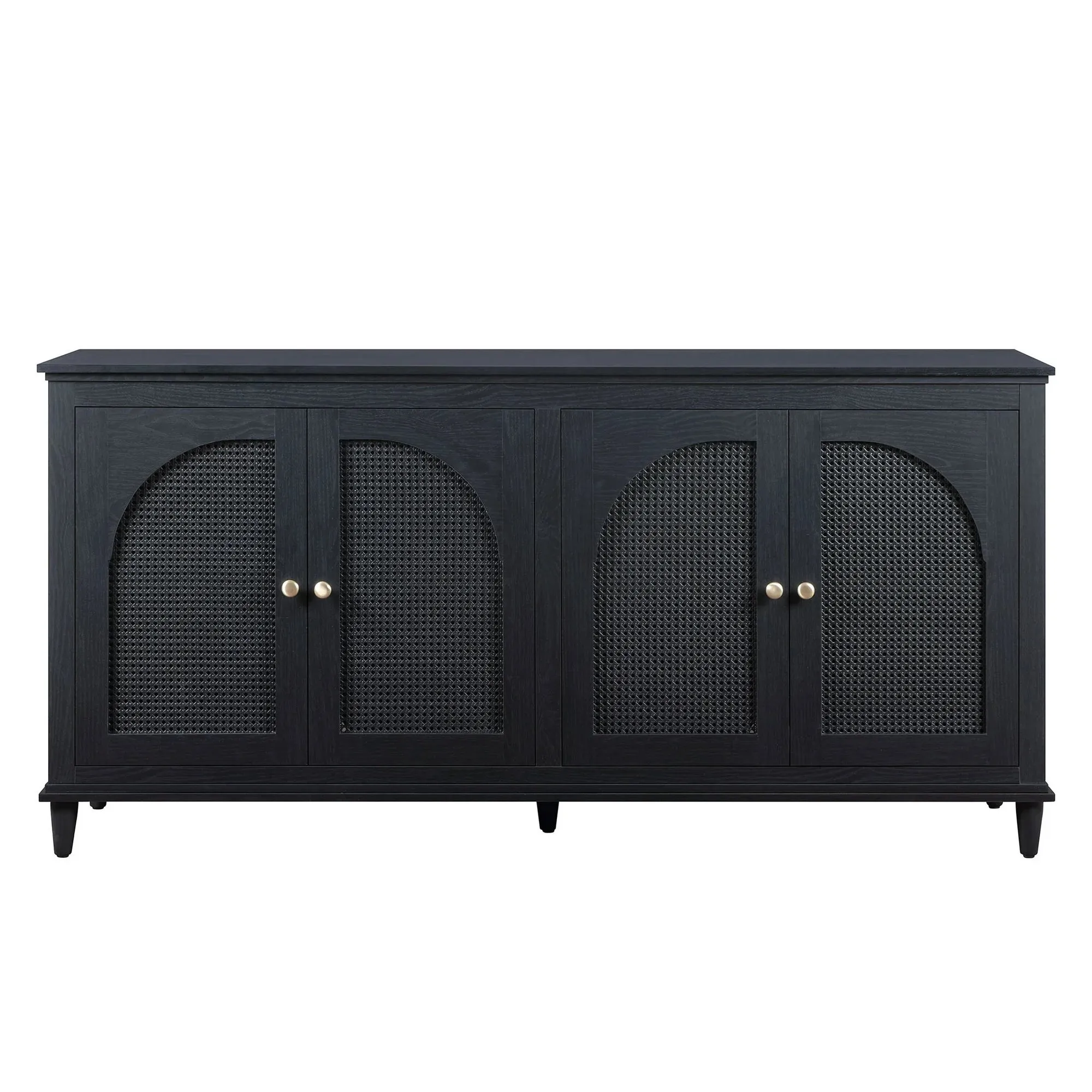 Beautiful BE64250047100B9 Drew Rattan 4-Door Buffet Black Finish