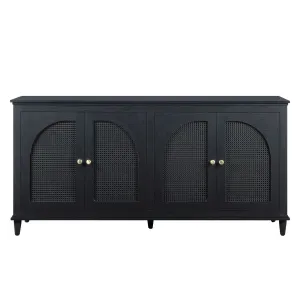 Beautiful BE64250047100B9 Drew Rattan 4-Door Buffet Black Finish
