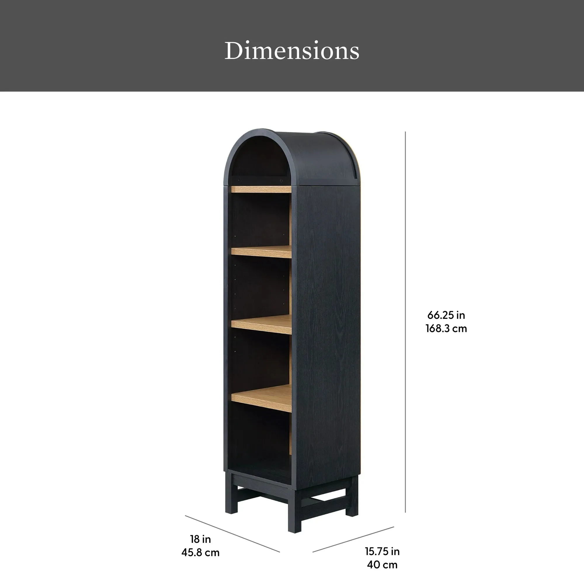 Better Homes & Gardens BH1425004710012 Juliet Narrow Arch Bookcase, Rich Black Finish