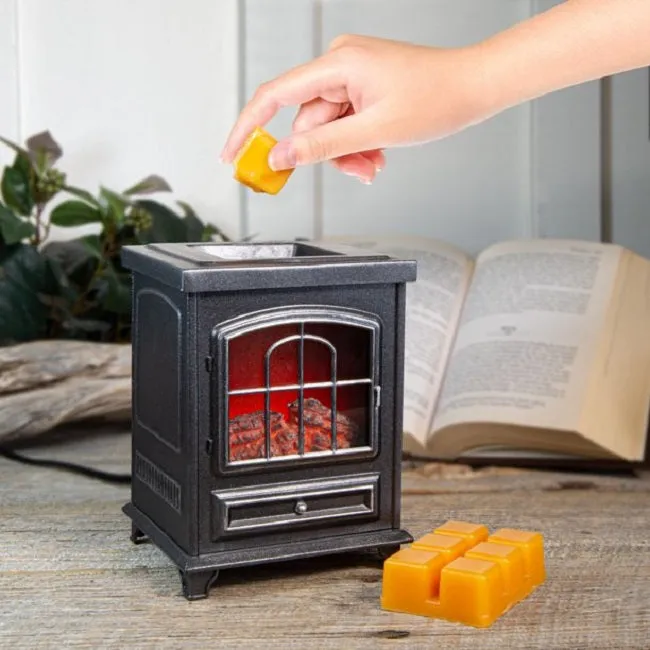 Better Homes & Gardens BHF028082080021 Wax Warmer, Flickering Fireplace, 5in x 4.25in x 6.5in