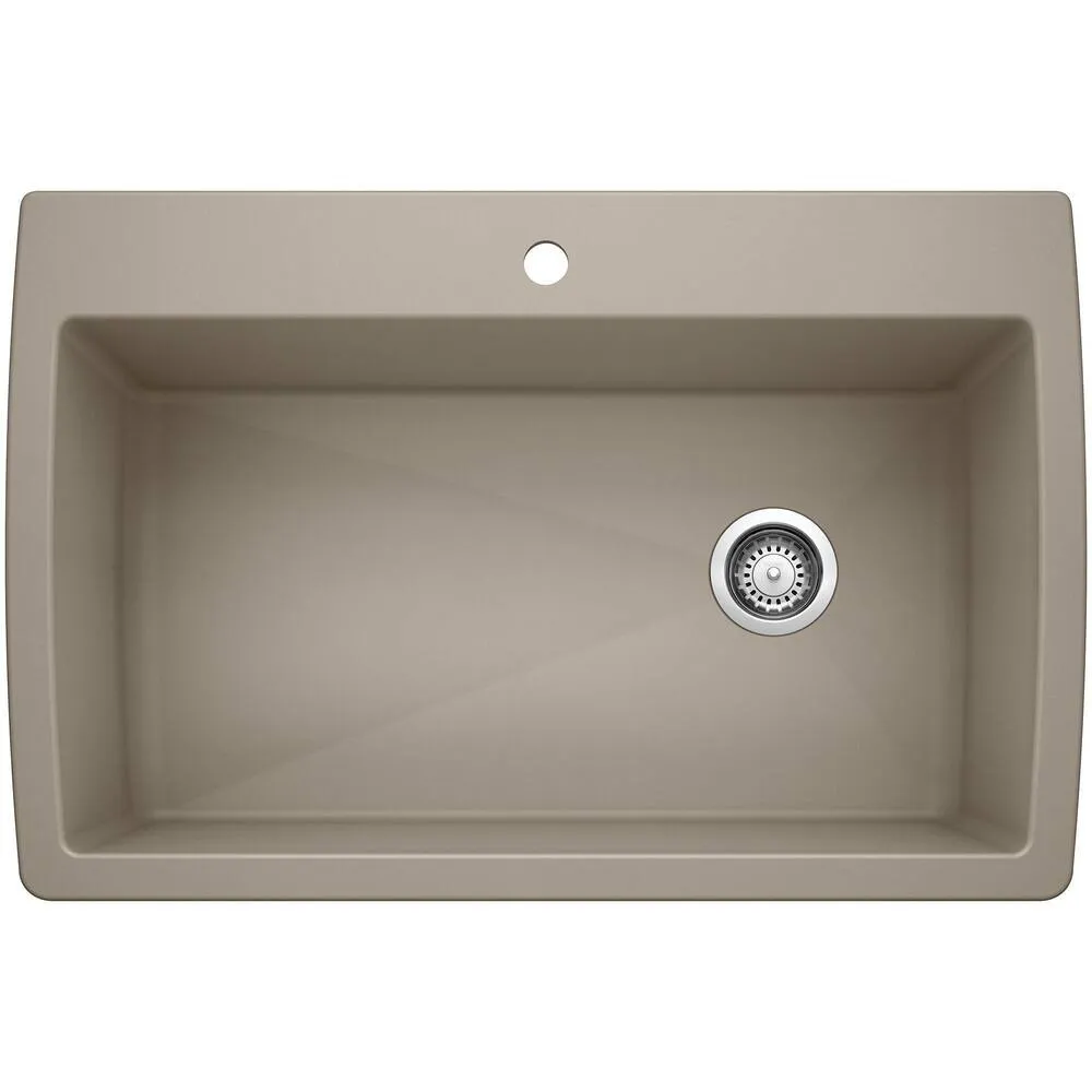 Blanco 441287 Diamond Single-Basin Drop-In Granite Kitchen Sink, Truffle