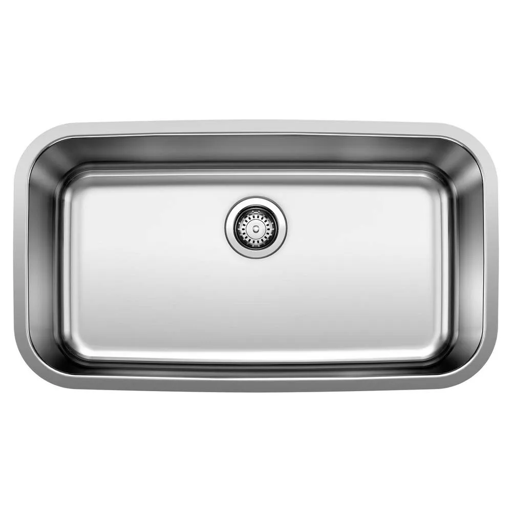 Blanco 442576 Stainless Steel STELLAR Super Single Undermount Kitchen Sink, 32" x 18", Refined Brushed