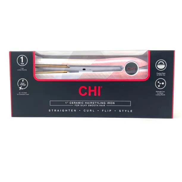 CHI 1" Straightening Hairstyling Iron, Pink - Ceramic Material