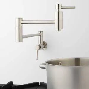 Contemporary Retractable Wall Mount Pot Filler - Brushed Nickel-LEAD FREE
