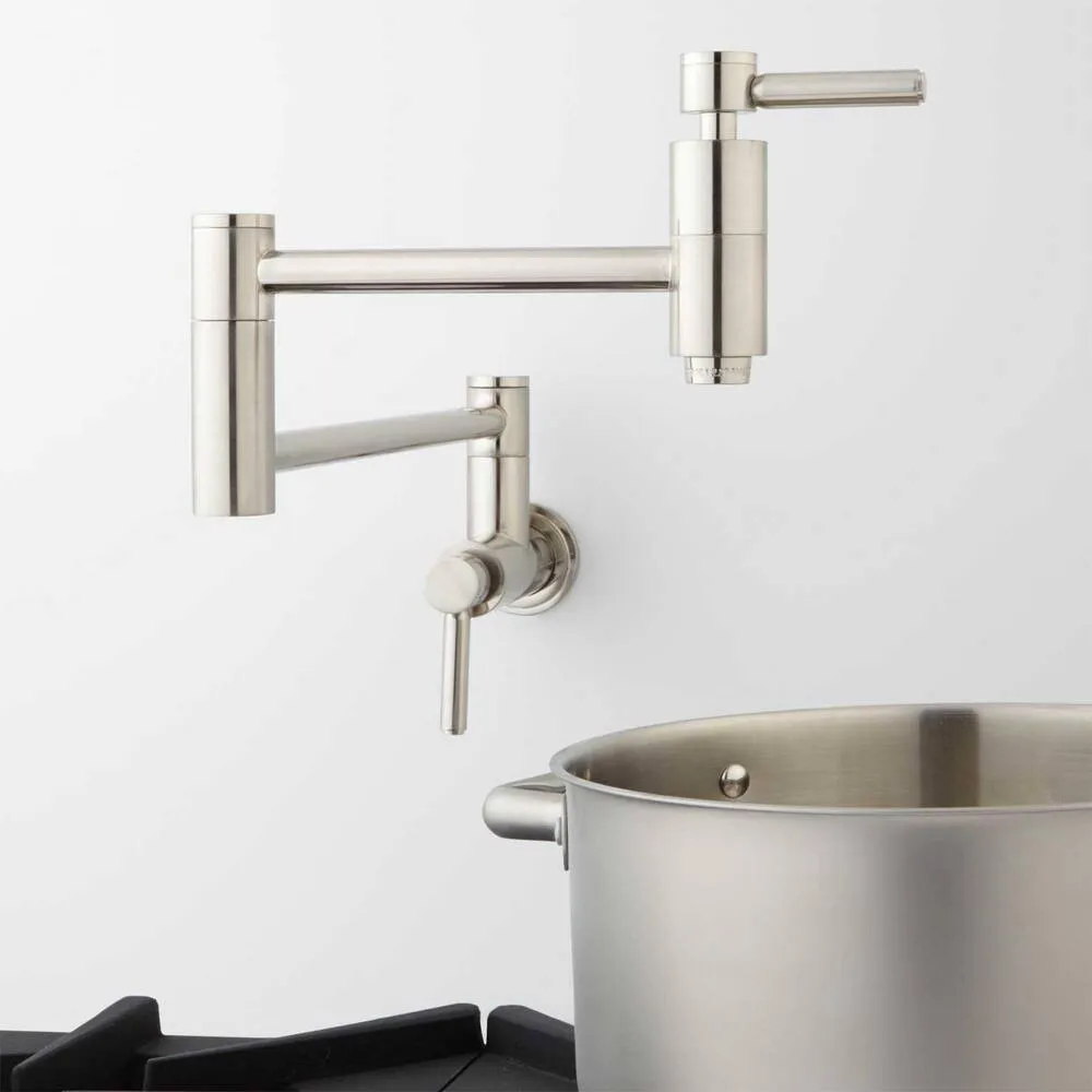 Contemporary Retractable Wall Mount Pot Filler - Brushed Nickel-LEAD FREE