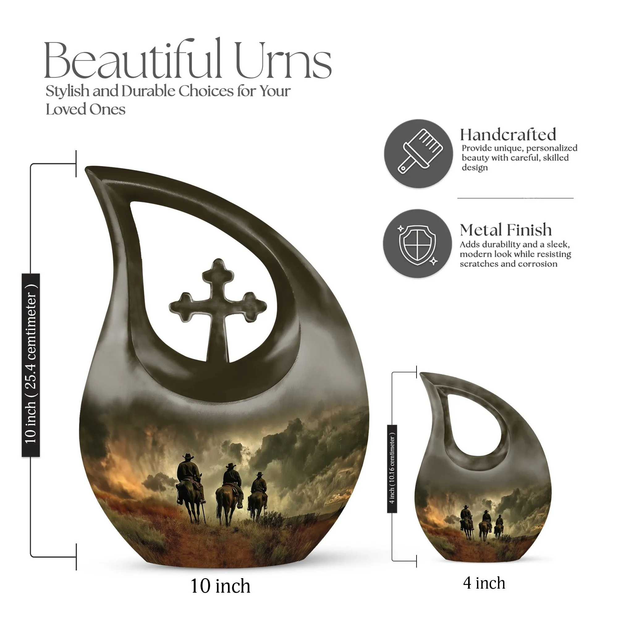 Cowboy Cross Drop - Distinctive Aluminium Memorial Urns for Tranquillity
