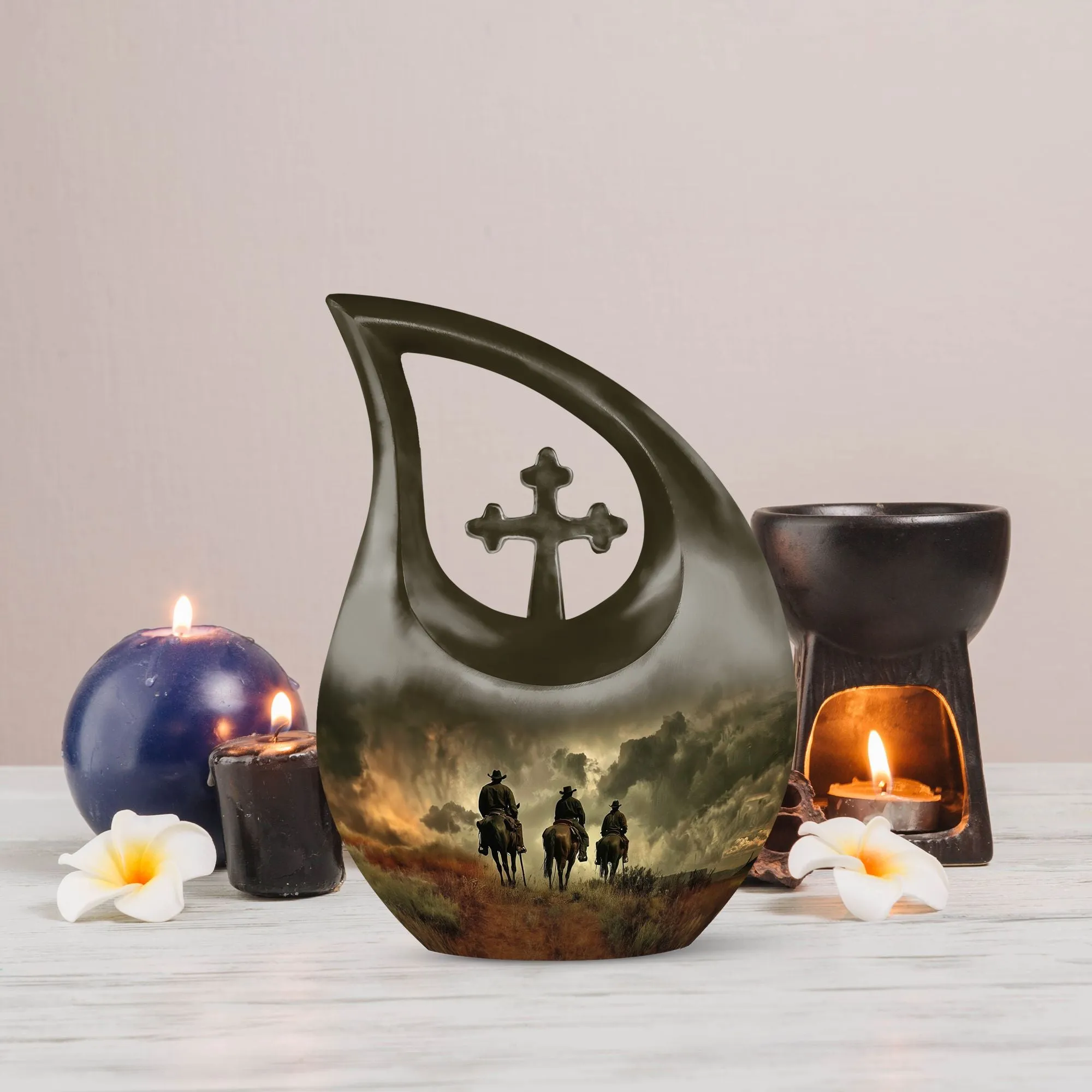 Cowboy Cross Drop - Distinctive Aluminium Memorial Urns for Tranquillity