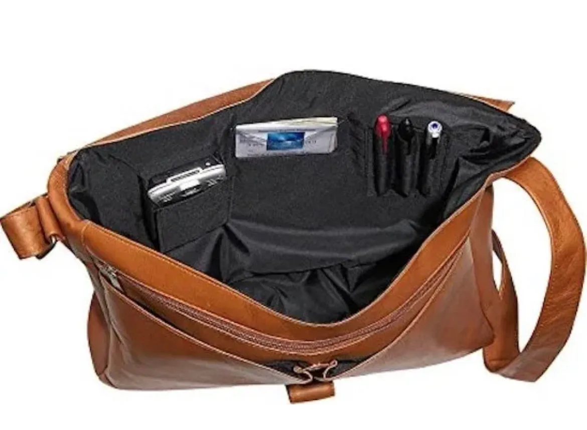 David King & Co. 199 Leather East/West 1/2 Flap Messenger Bag with Large Ring
