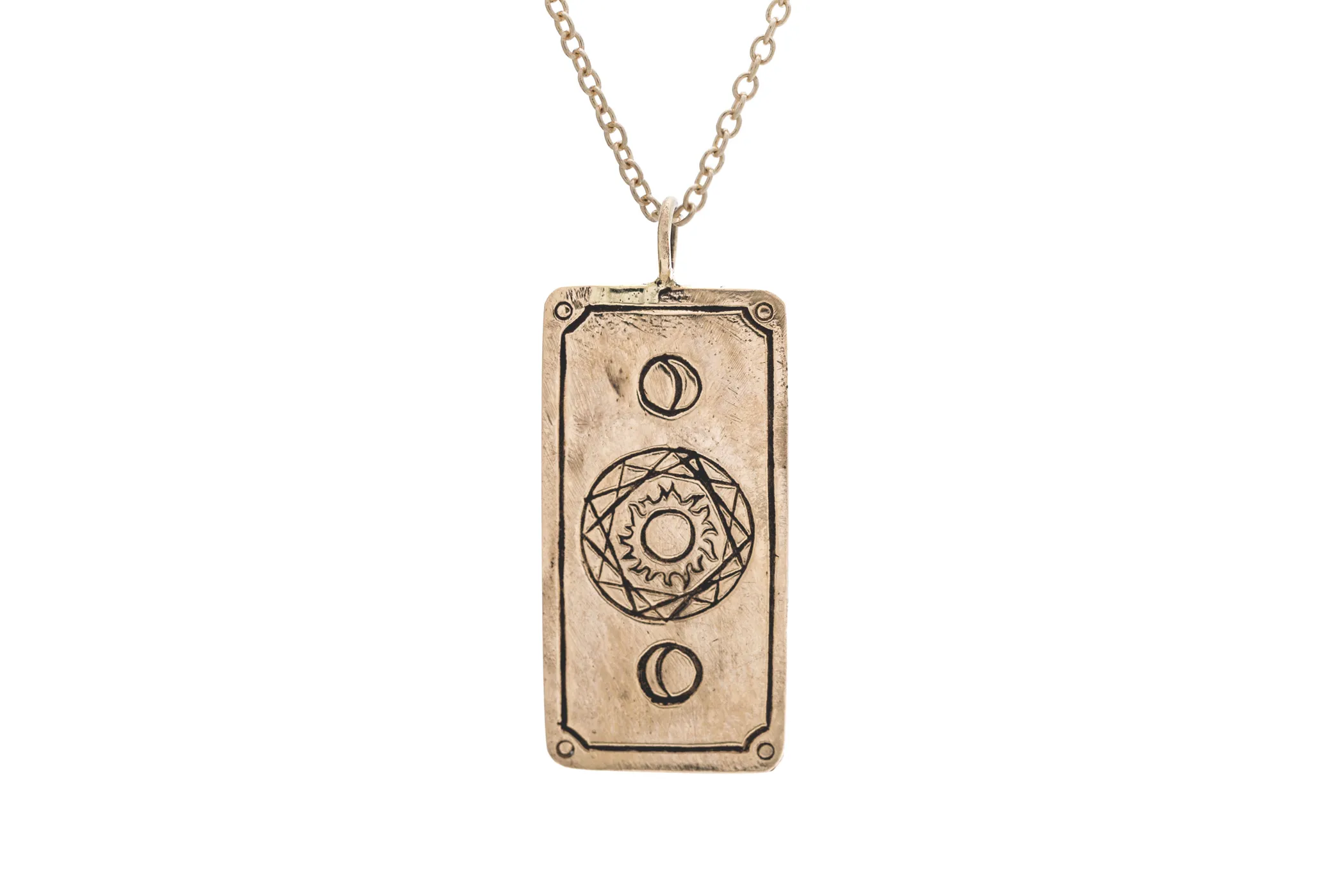 Diamond Nine of Cups Tarot Card Necklace