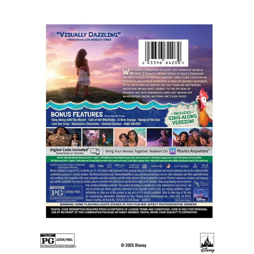 Disney Moana 2 Blu-ray   DVD   Digital Combo Pack - Action & Adventure