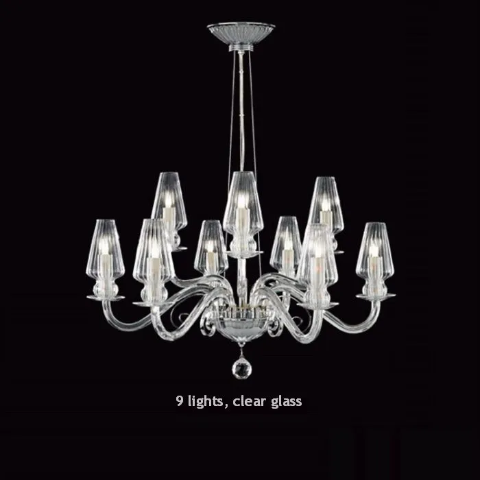 Dramatic Purple Italian Glass Chandelier With Premium Pendant