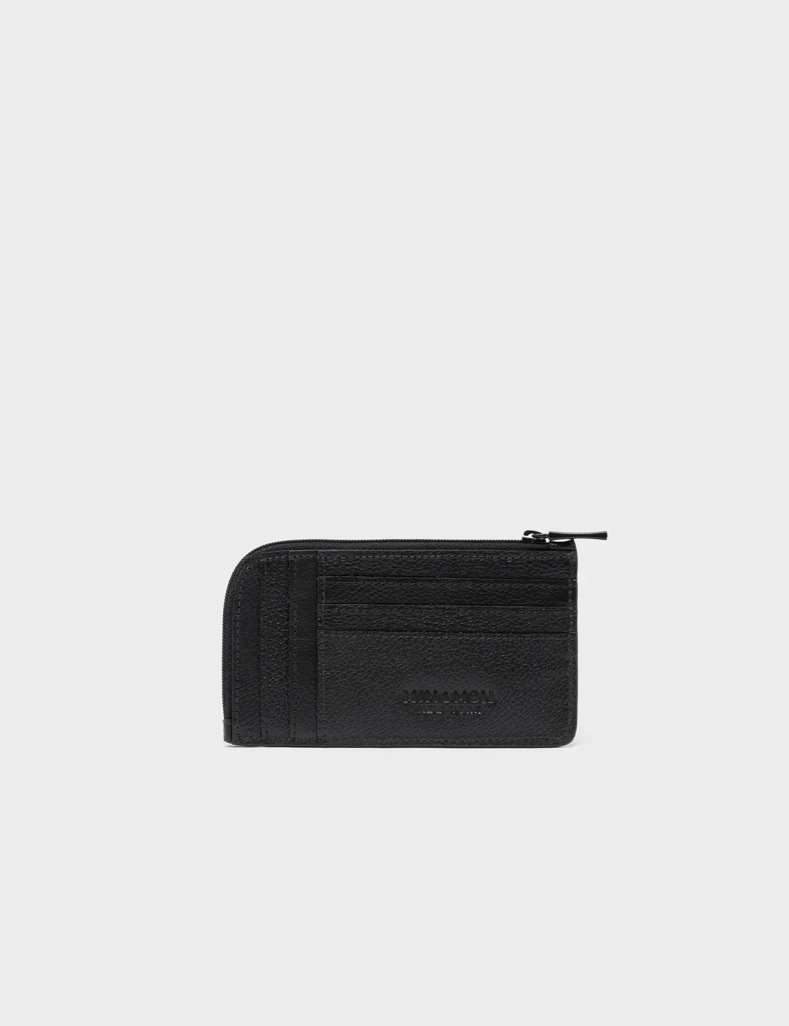 Fausto Black Leather Zip-around Cardholder - Flying Tiger Embroidery