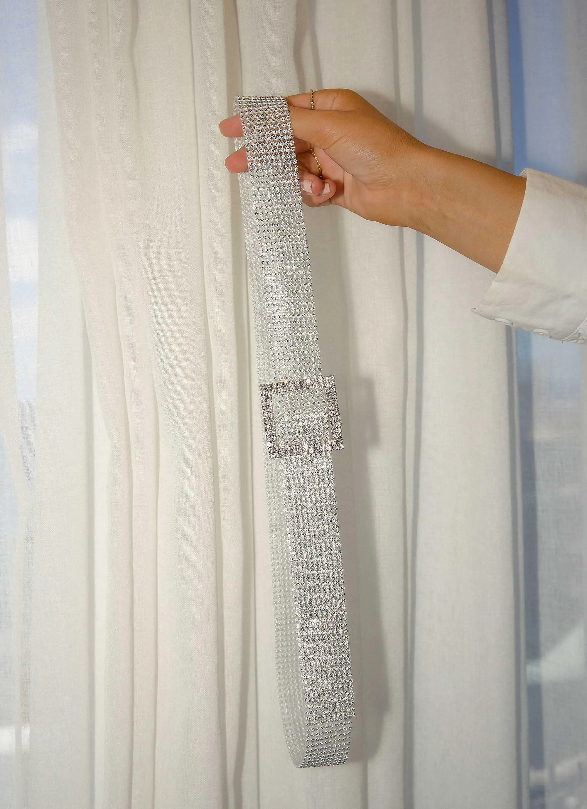 Heidi Diamante Belt - Silver
