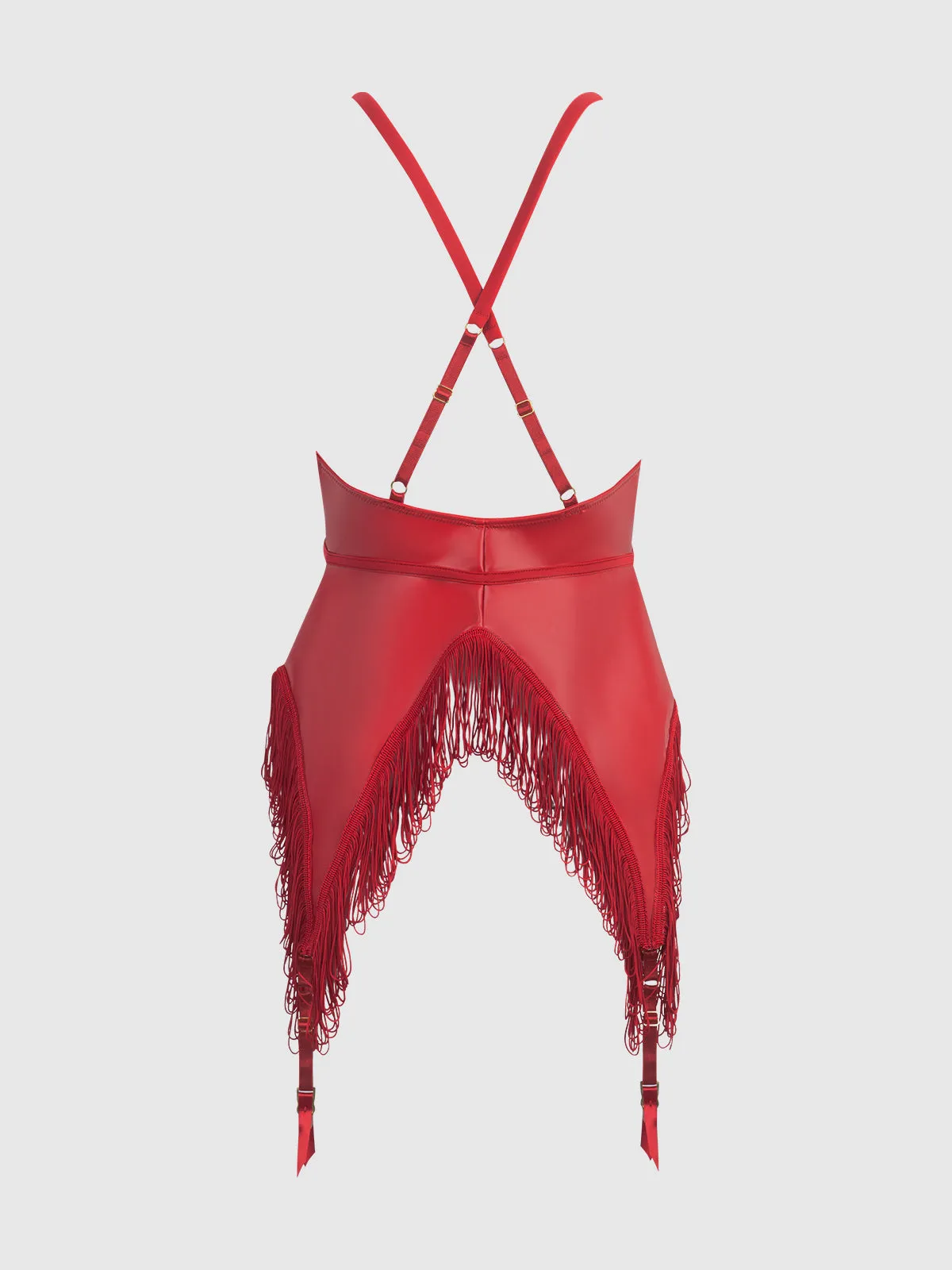Hendrix Faux Leather & Fringe Chemise