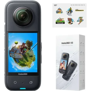 Insta360 X3 Think Bold Set Waterproof 360 Action Camera with 1/2" 48MP Sensors, 5.7K 360 Active HDR Video, 72MP 360 Photo
