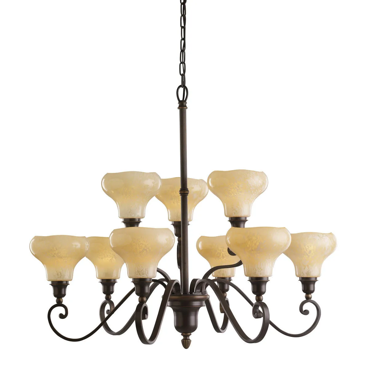 Kichler Lighting 1711 OLZ Nine Light Elliston Collection Hanging Chandelier in Oiled Bronze Finish