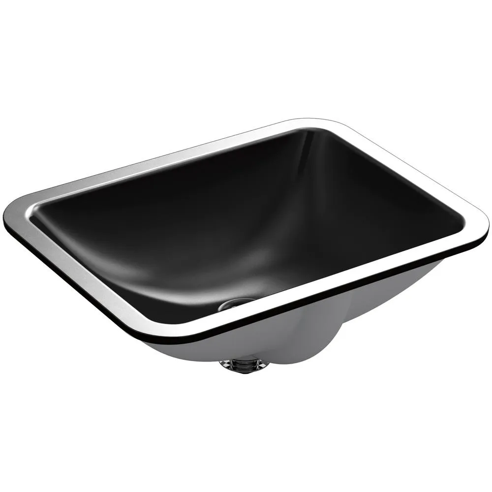 KOHLER K-20000-7 Caxton Rectangle 20-5/16 x 15-3/4 In. Undermount Bathroom Sink, Black Black