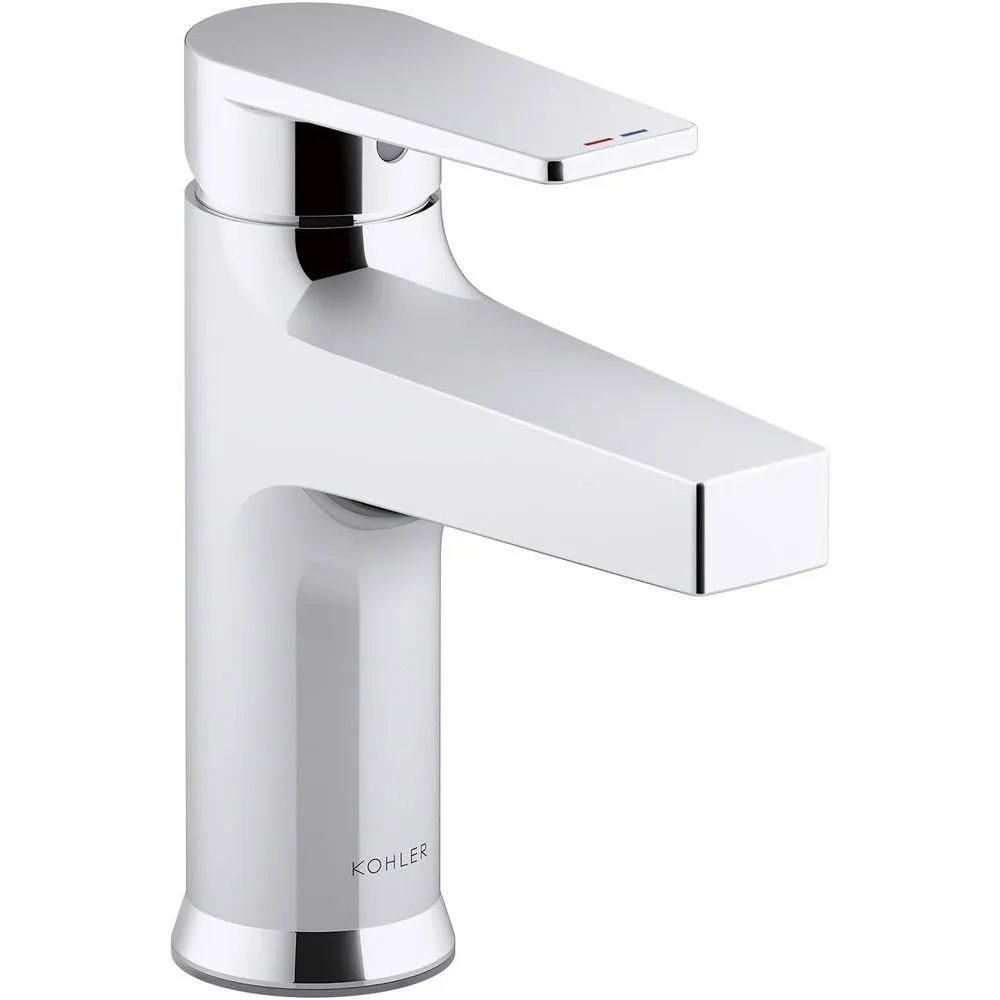 KOHLER K-46029-4-CP Taut Polished Chrome 1-Handle Single Hole WaterSense Bathroom Sink Faucet with Drain