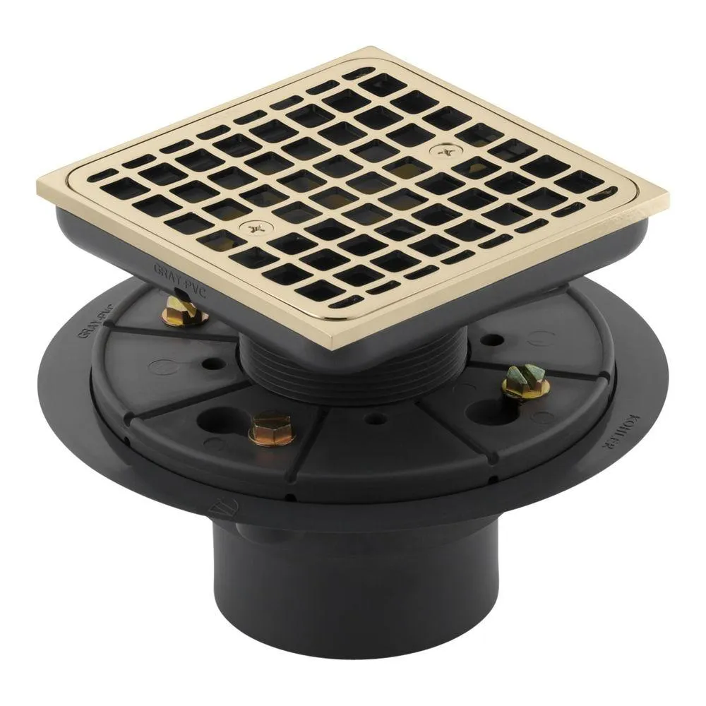KOHLER K-9136-AF Square Design Tile-In Shower Drain, Vibrant French Gold