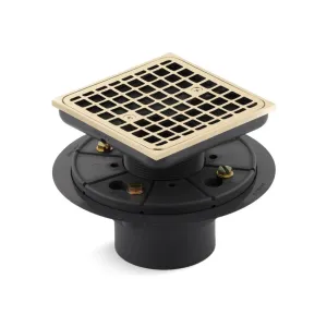 KOHLER K-9136-AF Square Design Tile-In Shower Drain, Vibrant French Gold