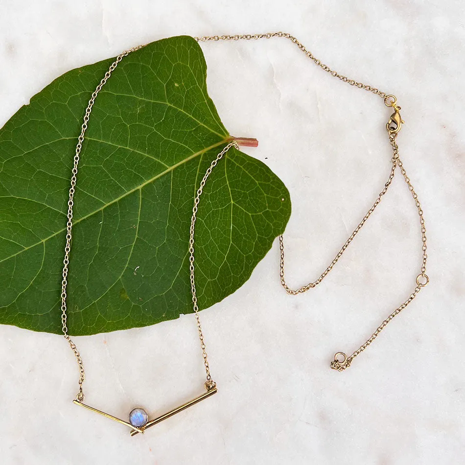 Magical Moonstone Bar Necklace, India