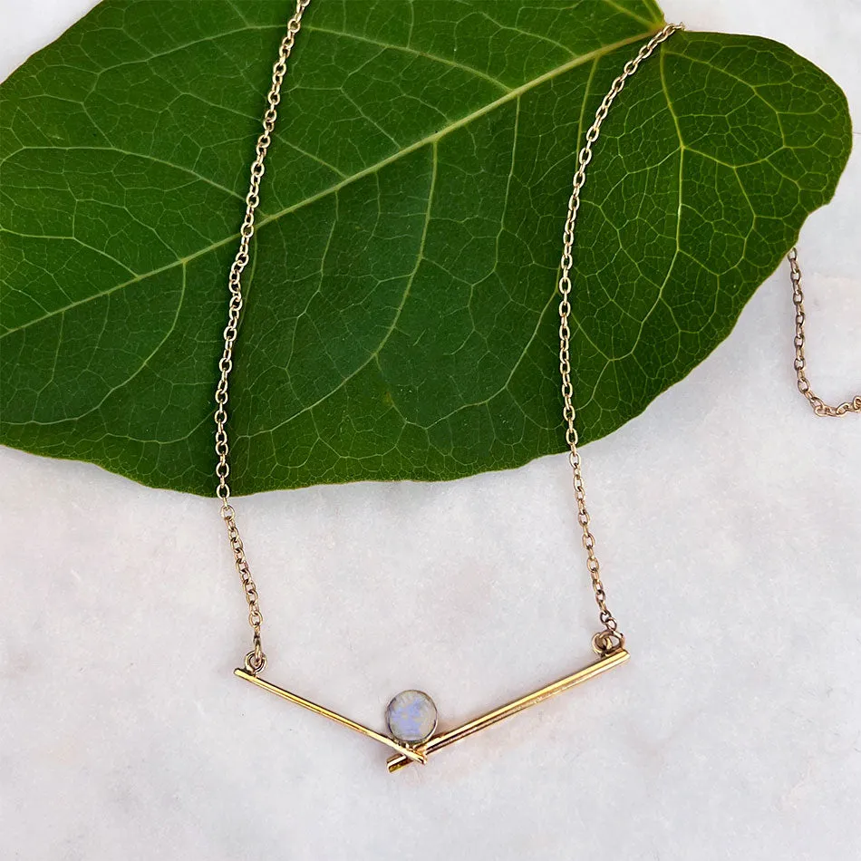 Magical Moonstone Bar Necklace, India