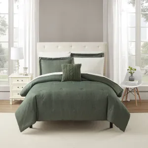 Mainstays 10 Piece Green Texture Bed in a Bag Comforter Set with Sheets, King