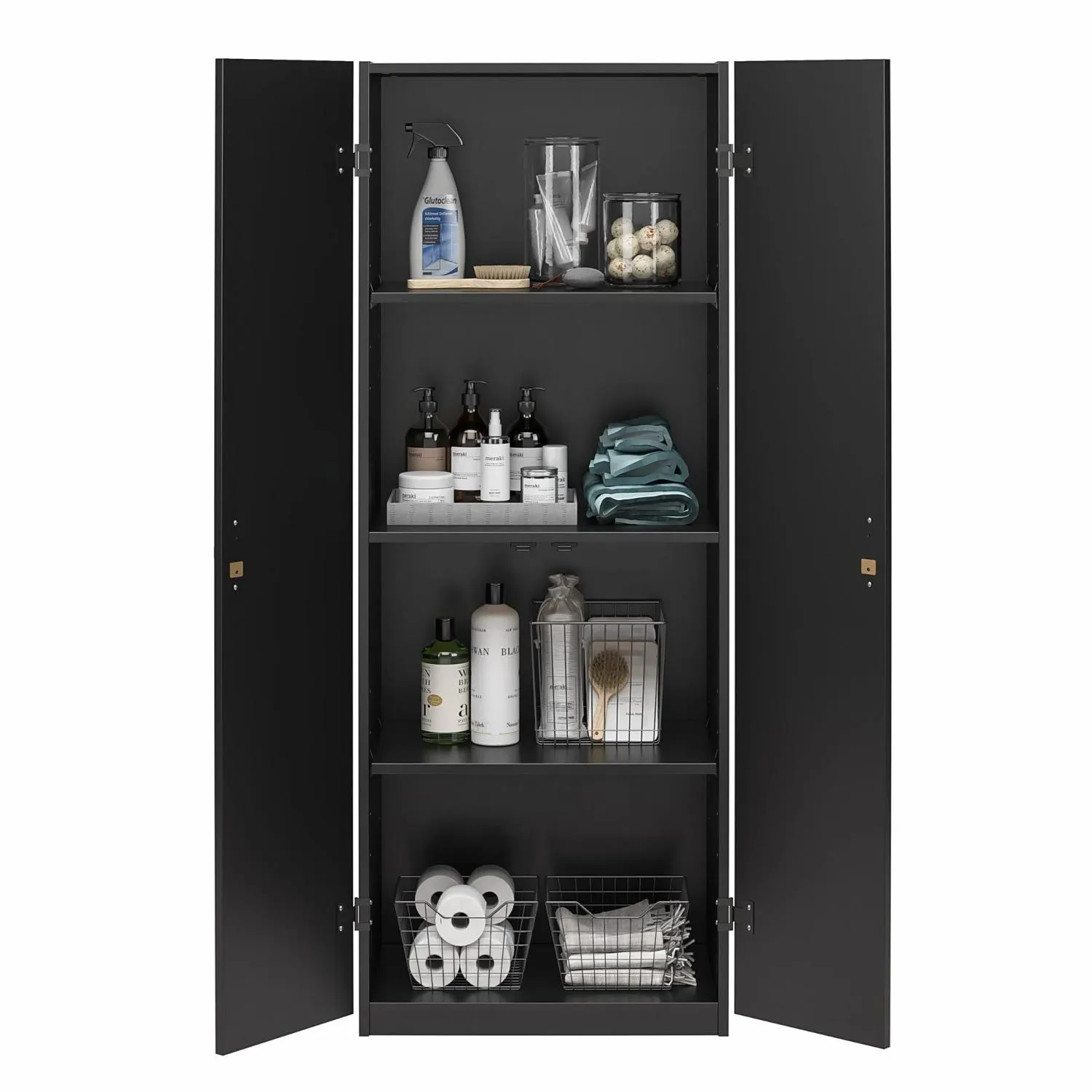 Mainstays 5101056WCOM 2 Door Storage Cabinet 60" Black