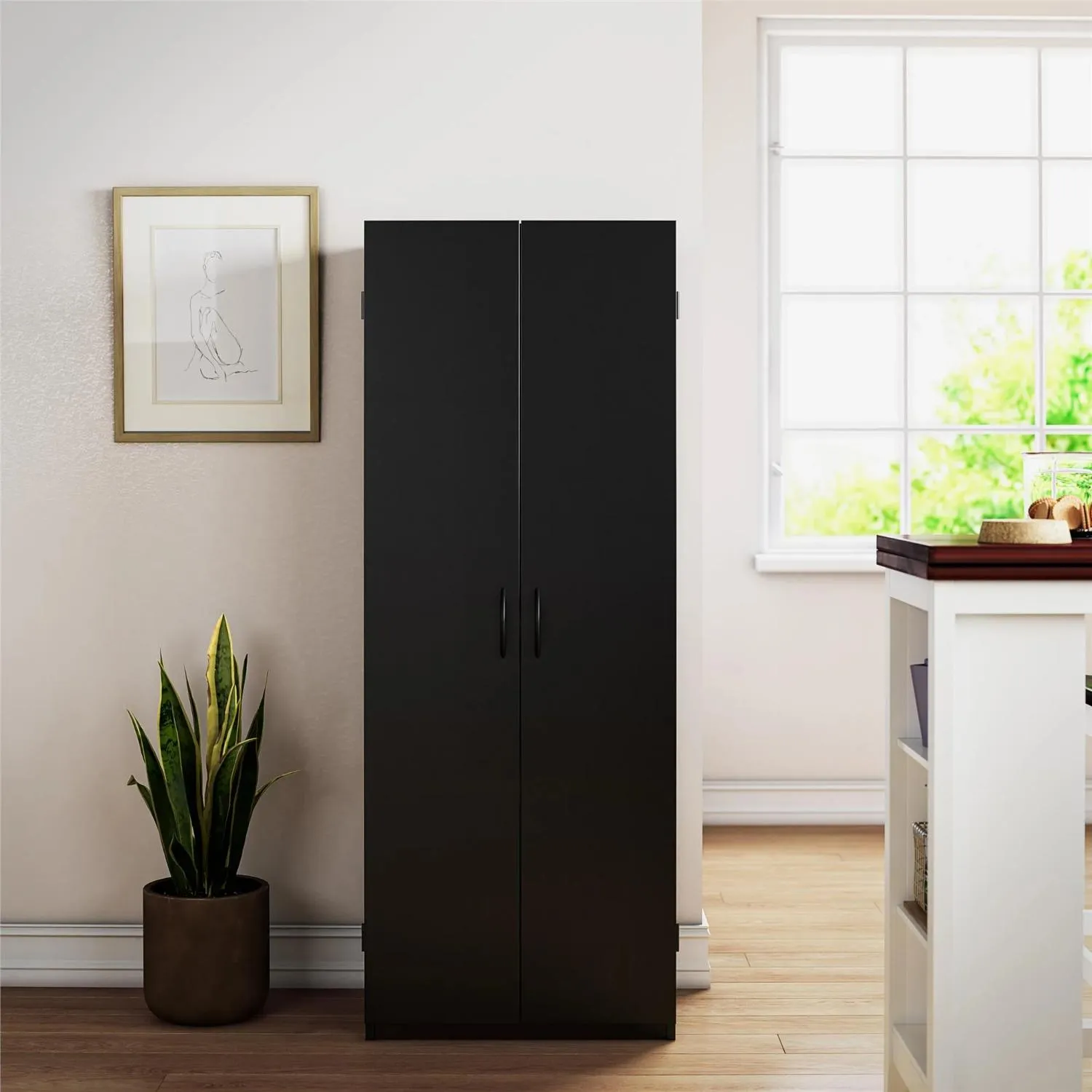 Mainstays 5101056WCOM 2 Door Storage Cabinet 60" Black
