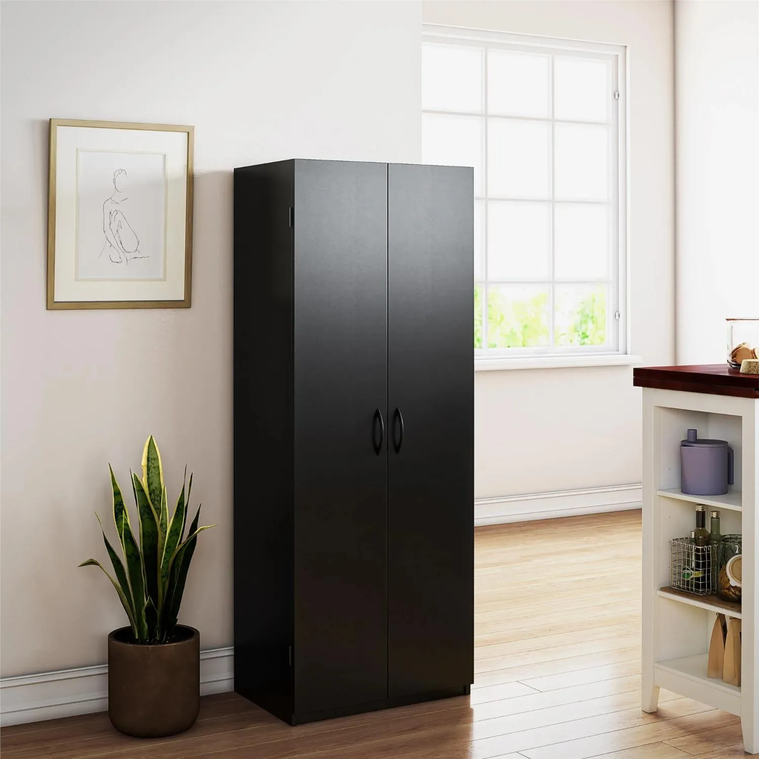 Mainstays 5101056WCOM 2 Door Storage Cabinet 60" Black