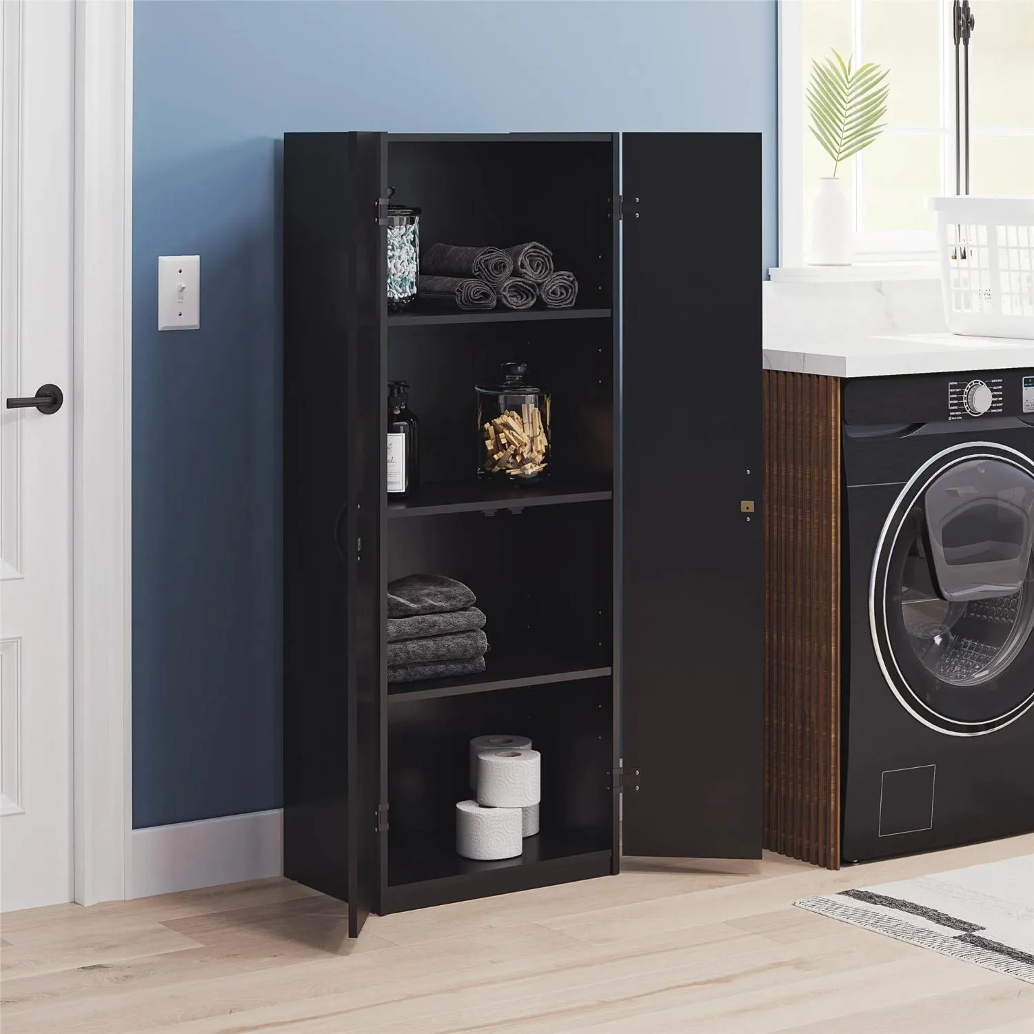 Mainstays 5101056WCOM 2 Door Storage Cabinet 60" Black