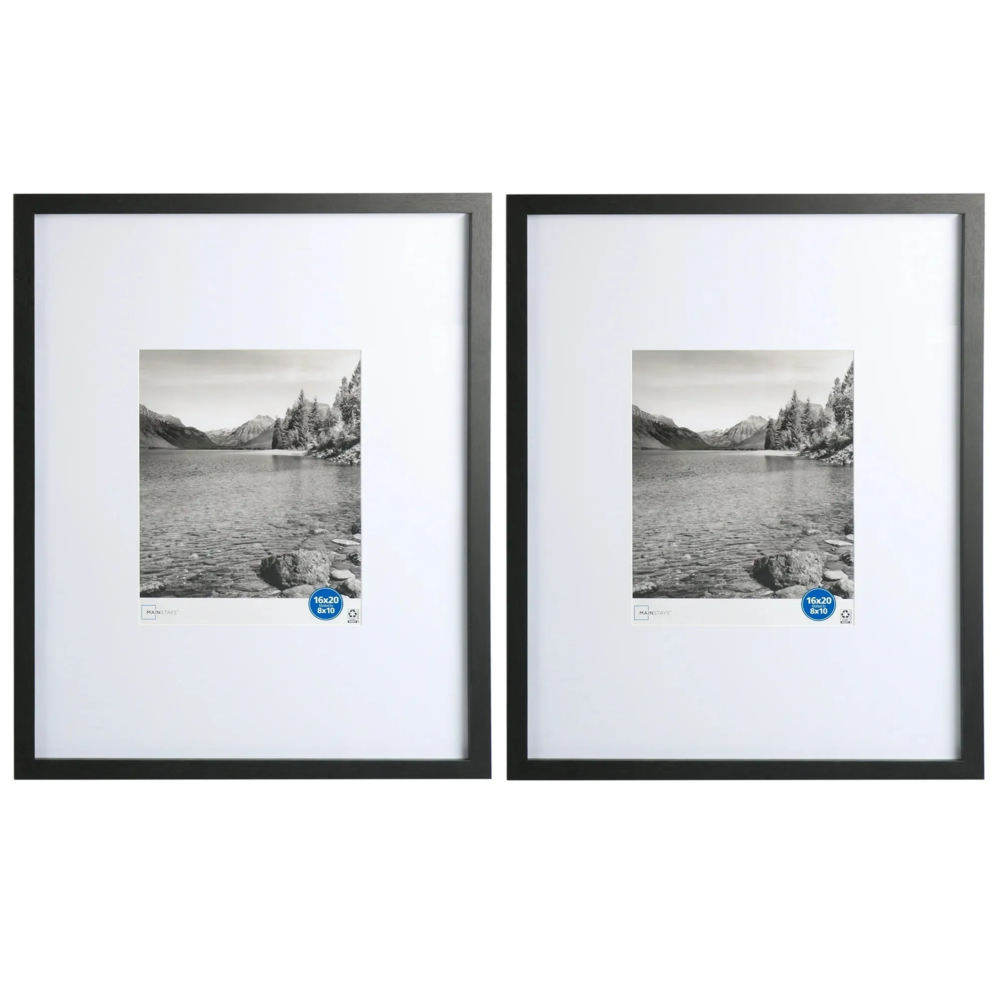Mainstays 72364 16"x20" Black Frame Set, Matted for 8"x10" Pictures (1 Count)