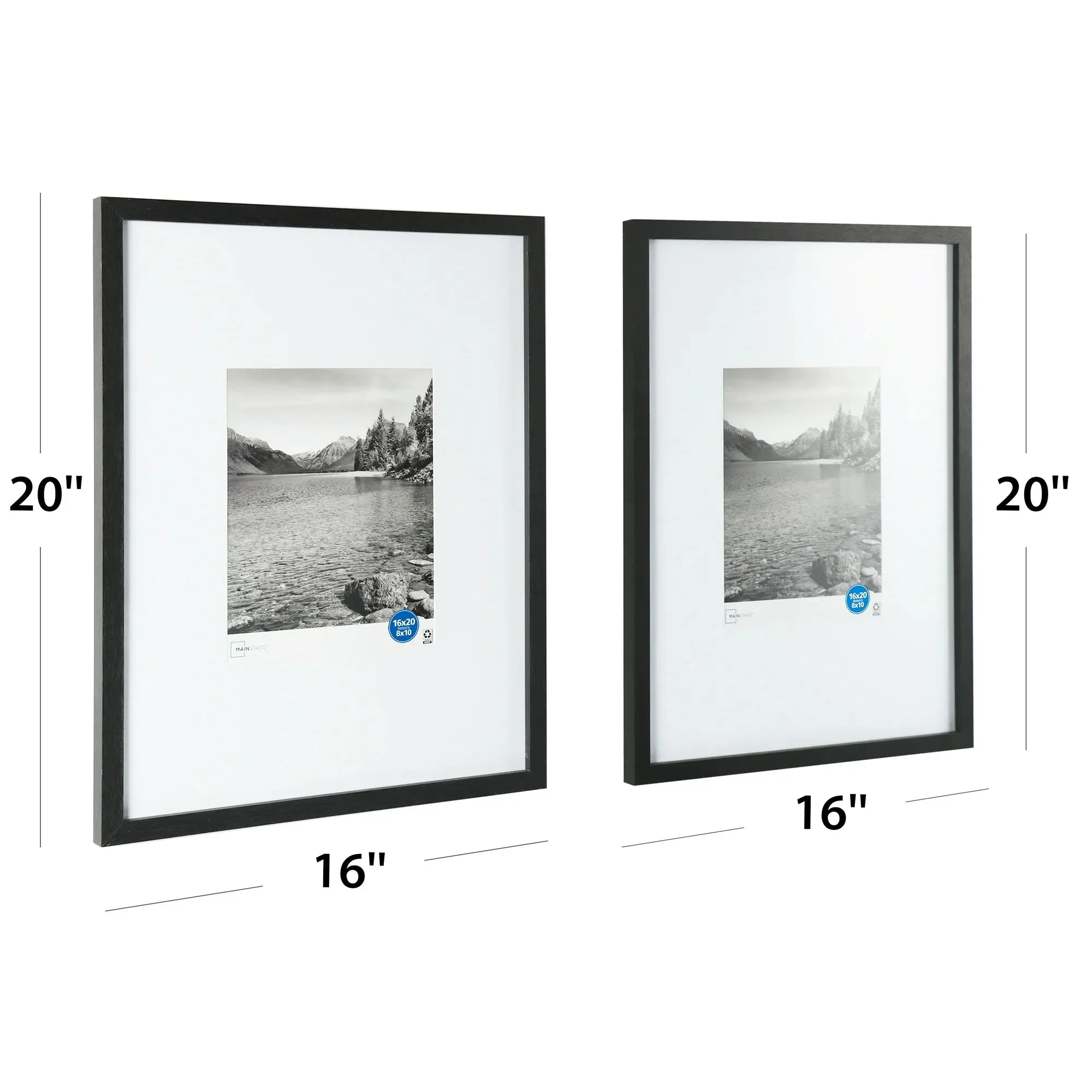 Mainstays 72364 16"x20" Black Frame Set, Matted for 8"x10" Pictures (1 Count)