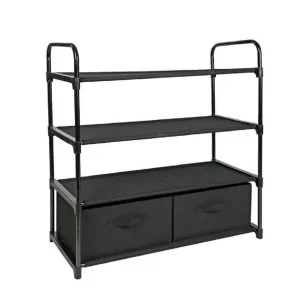 Mainstays MS88-A21-628-12 4 Shelf Closet Organizer with 2 Bins, Black