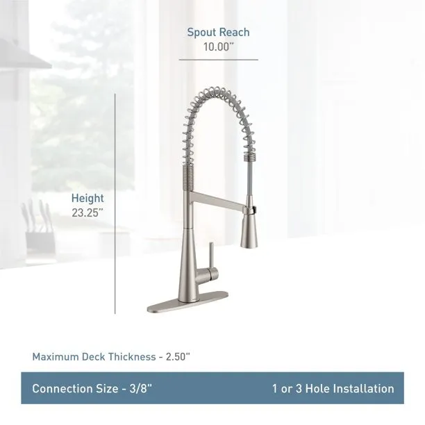 Moen 5925 Sleek 1.5 GPM Single Hole Pre-Rinse Pull Down Kitchen Faucet Spot Resist