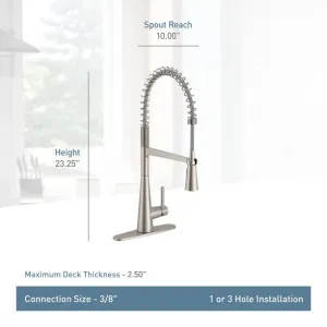 Moen 5925 Sleek 1.5 GPM Single Hole Pre-Rinse Pull Down Kitchen Faucet Spot Resist