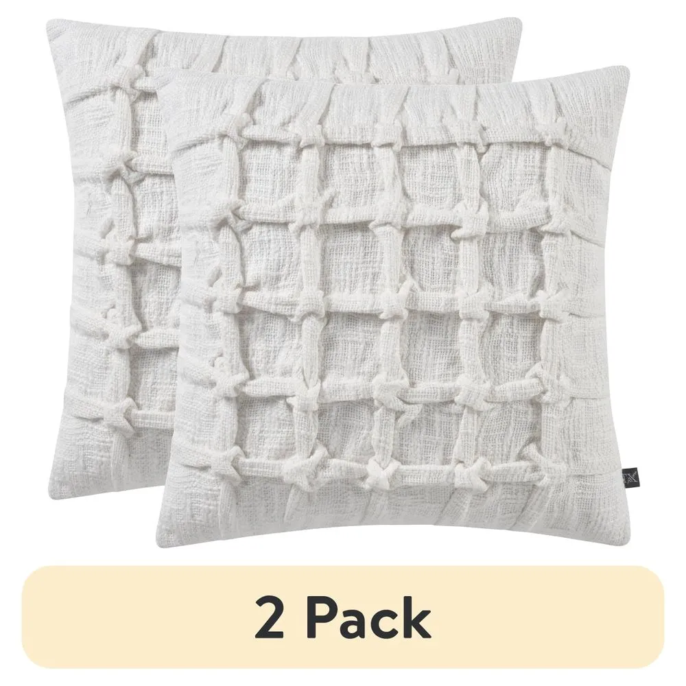 My Texas House TLY-PLW-1818-WD-WHITE 18" x 18" Tilly White Pinch Pleat Cotton Decorative Pillow