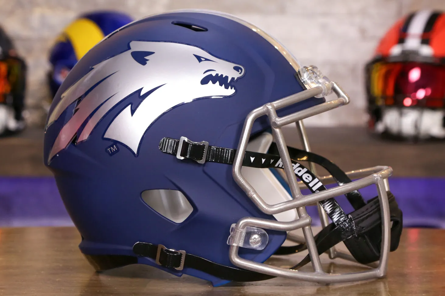 Nevada Wolf Pack Speed Display Helmet - Matte Navy w/Silver Chrome