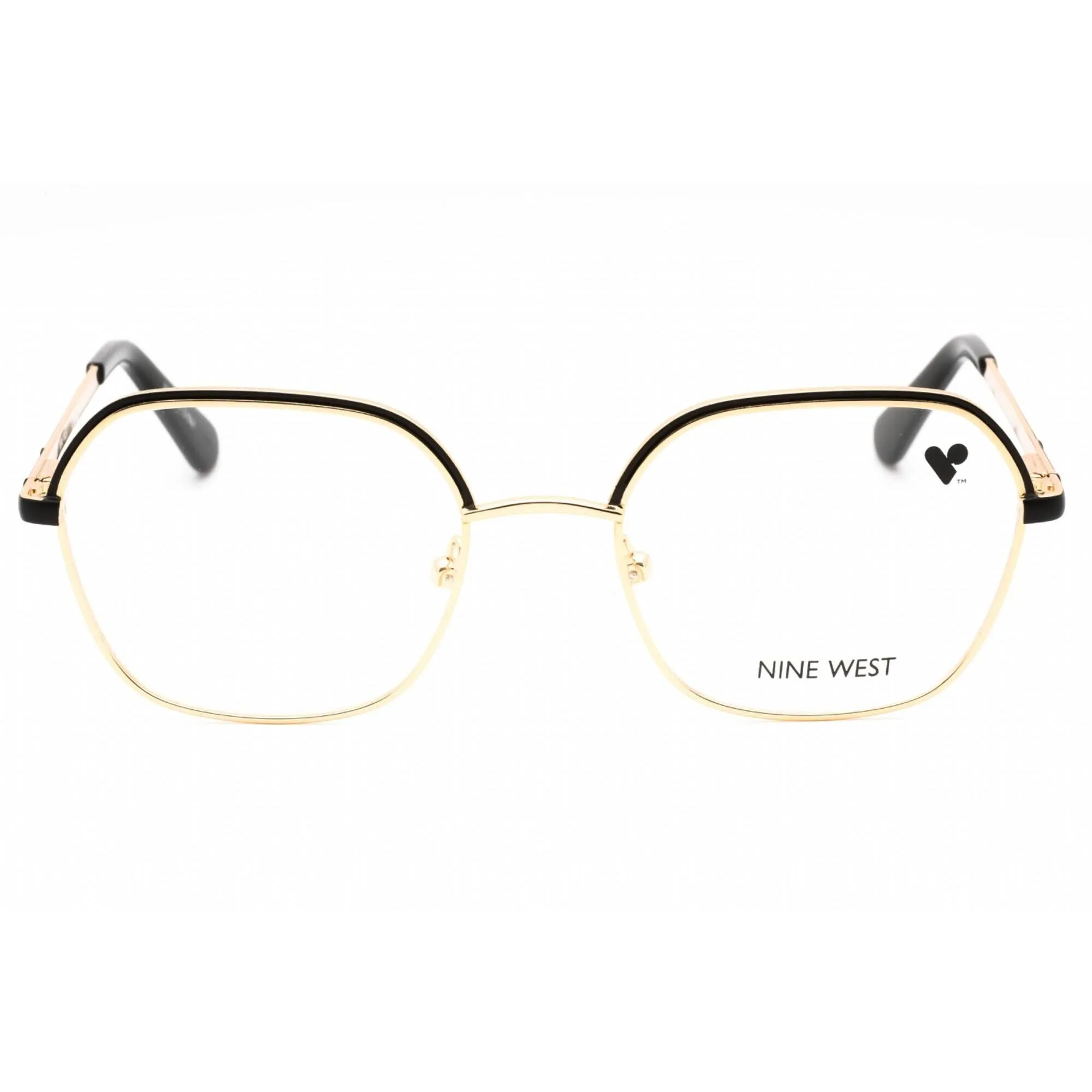 Nine West Women's Eyeglasses - Black/Gold Geometric Metal Full Rim Frame | NW1103 001