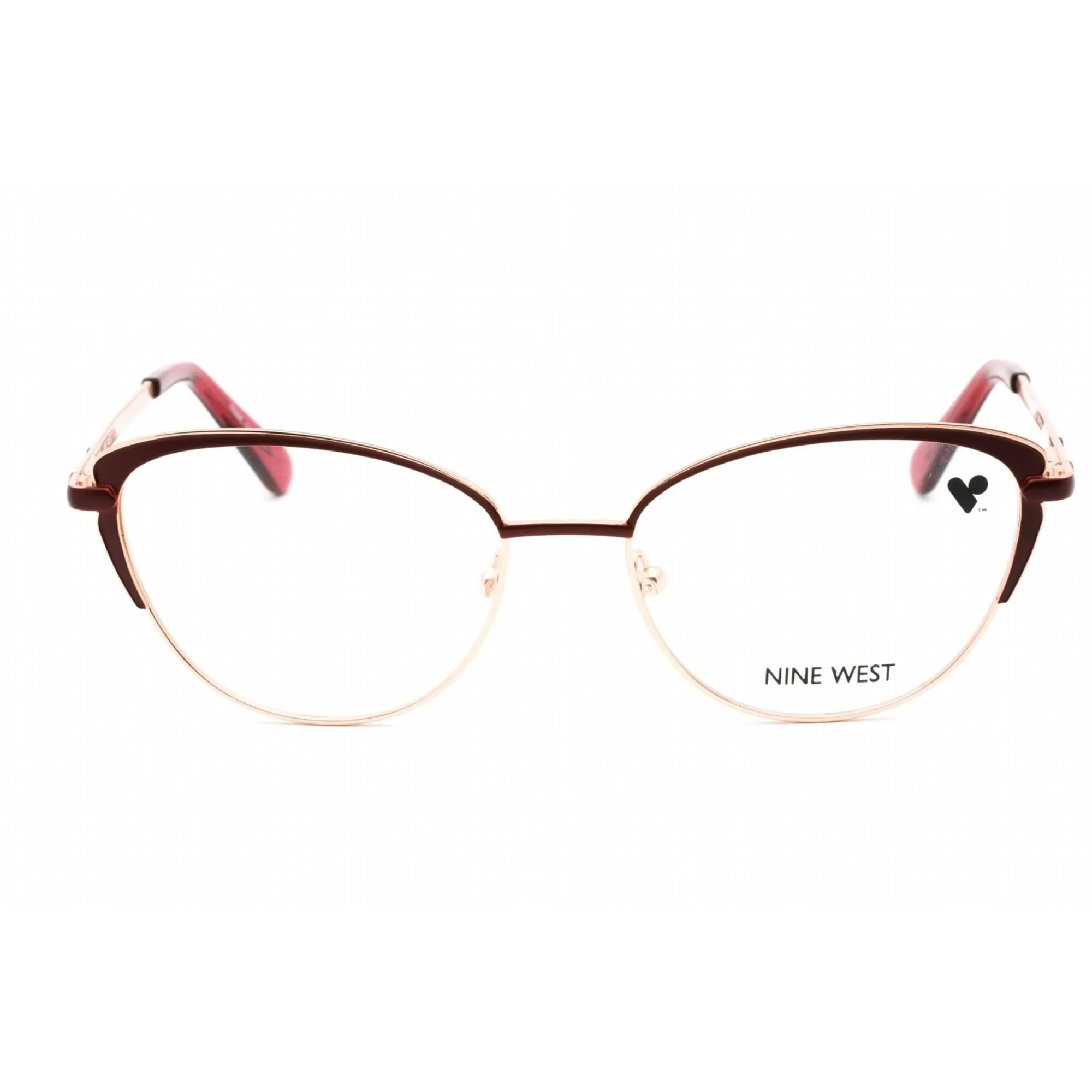 Nine West Women's Eyeglasses - Burgundy/Rose Gold Metal Cat Eye Frame | NW1104 602